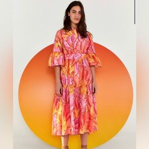Farm Rio Pink Ombré Banana Midi Dress